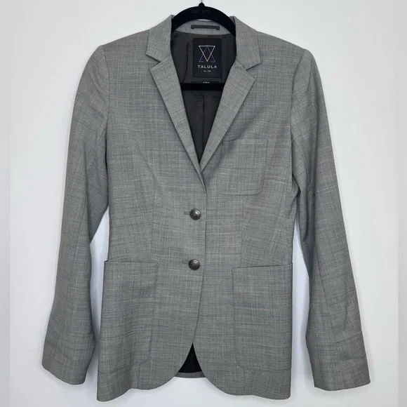Aritzia Talula Gray wool blend preppy academia Blazer Jacket Women Size 2 - Picture 2 of 7